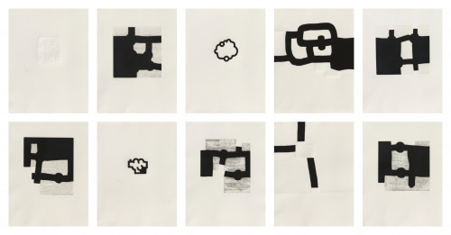 Eduardo Chillida Libro Aromas etchings, woodcuts, screenprints of black abstract forms on white Eskulan-Velin paper portfolio