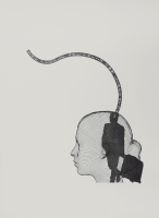 Jaume Plensa The people are their own liberators relief print with wireframe child head and walking figure