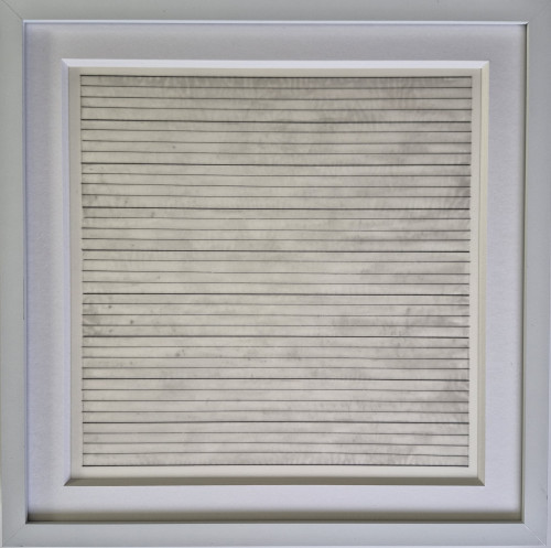 Agnes Martin Untitled 4 lithograph on vellum with fine horizontal lines over a pale, subtly textured background