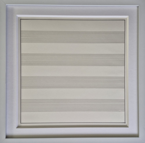 Agnes Martin Untitled 6 lithograph on vellum with grouped fine horizontal lines alternating with wide blank bands