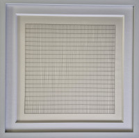 Agnes Martin Untitled 8 lithograph on vellum featuring a precise grid of fine vertical and horizontal lines on a pale background
