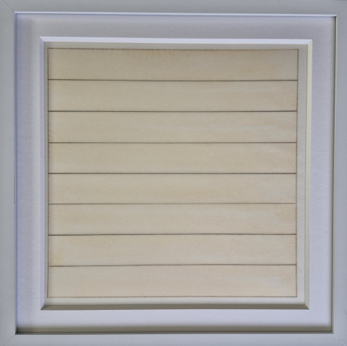 Agnes Martin Untitled 9 lithograph on vellum with wide pale horizontal bands in soft earthy tones and subtle tonal variation