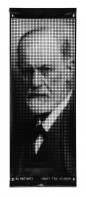 Ai Weiwei Freud Banner 2018 CNC-cut vinyl portrait of Sigmund Freud in perforated grid design edition of 500