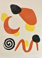 Alexander Calder Red Moon and Swirl lithograph with red crescent