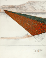 Christo & Jeanne-Claude Suez Canal project prints with oil drum wall renderings, map, and canal construction photo, edition of 70