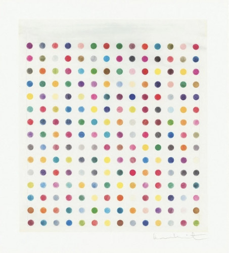 Damien Hirst Untitled B Spot Drawing pigment print with multicoloured dots arranged in grid, signed and numbered edition of 60