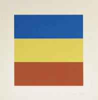 Ellsworth Kelly Blue Yellow Red screenprint with three bold horizontal bands in blue