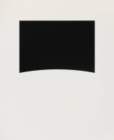 Ellsworth Kelly Conques lithograph with curved black rectangle on white background from Third Curve series