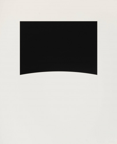 Ellsworth Kelly Conques lithograph with curved black rectangle on white background from Third Curve series