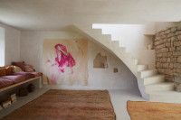 Eva Claessens' A Rose, 2024 mixed media painting featuring abstract pink brushstrokes resembling a flower form on linen canvas.