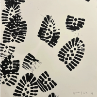 Gavin Turk Boot unique artwork with black acrylic boot prints on white paper