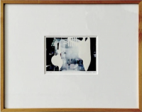Gerhard Richter MV. 20 overpainted photo with abstract black and white lacquer partially obscuring urban background