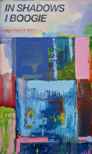 Harland Miller In Shadows I Boogie 2019 etching with relief print, bold text over layered abstract blocks of vivid color 