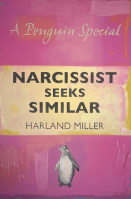 Harland Miller Narcissist Seeks Similar 2021 relief print in pink and cream with bold text and small penguin illustration