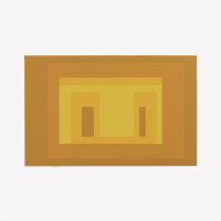 Josef Albers' Variants I, screen print, shows nested yellow and ochre rectangles, exploring depth through color variations and geometric simplicity.