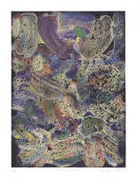 Jules Olitski Mozart Night silkscreen with gestural swirls of purple