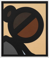 Julian Opie Paper Head 4 laser-cut portrait with stylized black outlines and muted color blocks on archival board, edition of 50