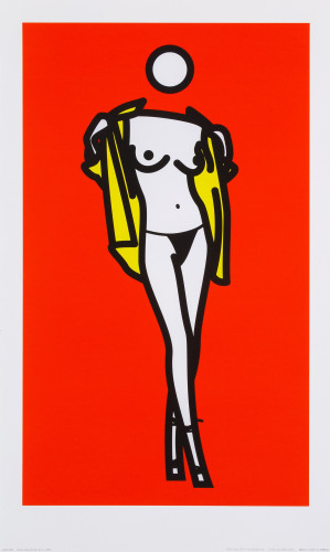 Julian OPIE | Woman taking off man's shirt | Screen-print  available for sale on composition gallery