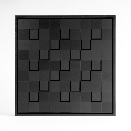 Luis Tomasello Lumière Noire unique I/X wood and plastics black grid relief with angled squares creating light-shadow effects