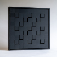 Luis Tomasello Lumière Noire unique I/X wood and plastics black grid relief with angled squares creating light-shadow effects