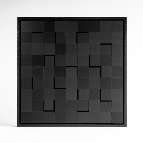 Luis Tomasello Lumière Noire unique IV/X wood and plastics black grid relief with tilted and recessed squares for light effects