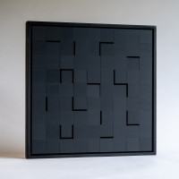 Luis Tomasello Lumière Noire unique IV/X wood and plastics black grid relief with tilted and recessed squares for light effects