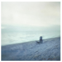 Nan Goldin Memory Lost Sirens digital print of blurry figure and dog on a beach under soft