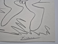 Pablo Picasso Combat de centaures IV lithograph with abstract centaur figures in motion, drawn in fluid black line on white background