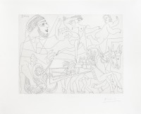 Pablo Picasso El Arrastre etching with bearded man
