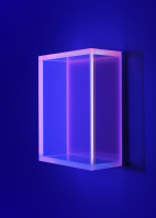 Regine?Schumann Colormirror glow after rose gent fluorescent plexiglass panels in rose green yellow with glowing optical layers