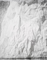 Robert Longo Wall of Ice archival pigment print showing hyperrealistic glacier surface with shadows and reflected water at base.