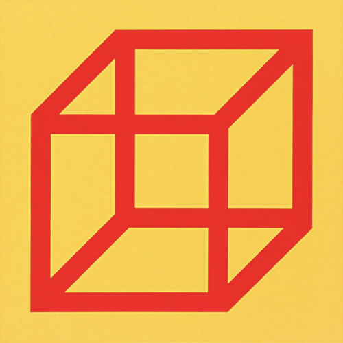 Sol LEWITT | Cubes in Color on Color (Yellow/Red) | Linocut available for sale on composition gallery