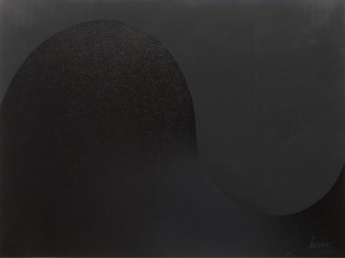 Sol LeWitt Untitled screenprint with overlapping black curved forms on white Somerset paper from Edge of Awareness portfolio