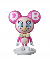 Takashi Murakami Untitled magenta sculpture of cartoonish pink Mr. DOB figure with large ears labeled D and B on white base 