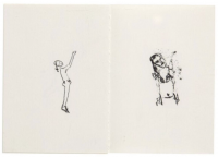 Tracey Emin The Stain hand-stitched booklet with stamped text and line drawings in black ink on small white folded paper