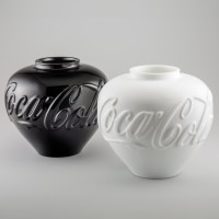 Weiwei AI | Vases in Black and White (Set of 2) | Glass available for sale on composition gallery