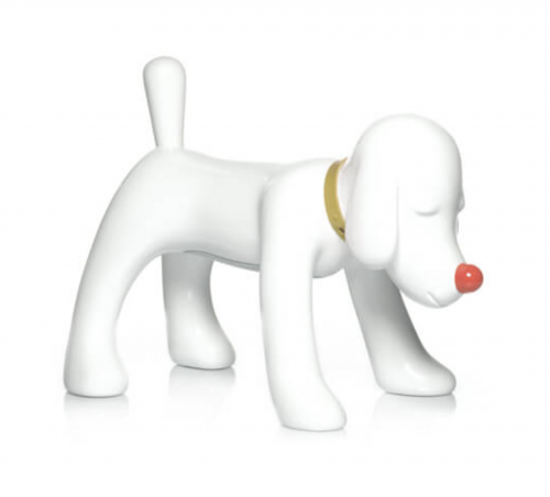 Yoshitomo Nara Doggy Radio 2011 mixed media white dog-shaped radio with red nose and gold collar edition of 3000