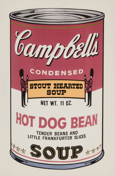 Artwork copyright © Andy Warhol - Campbell’s Soup Cans II: Hot Dog Bean, 1963