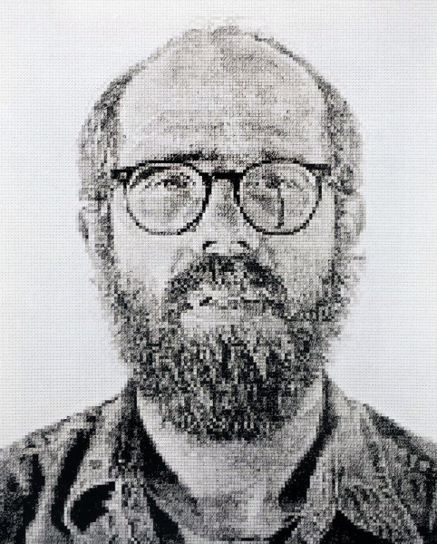 Artwork © Chuck Close - Self Portrait/White Ink, 1978